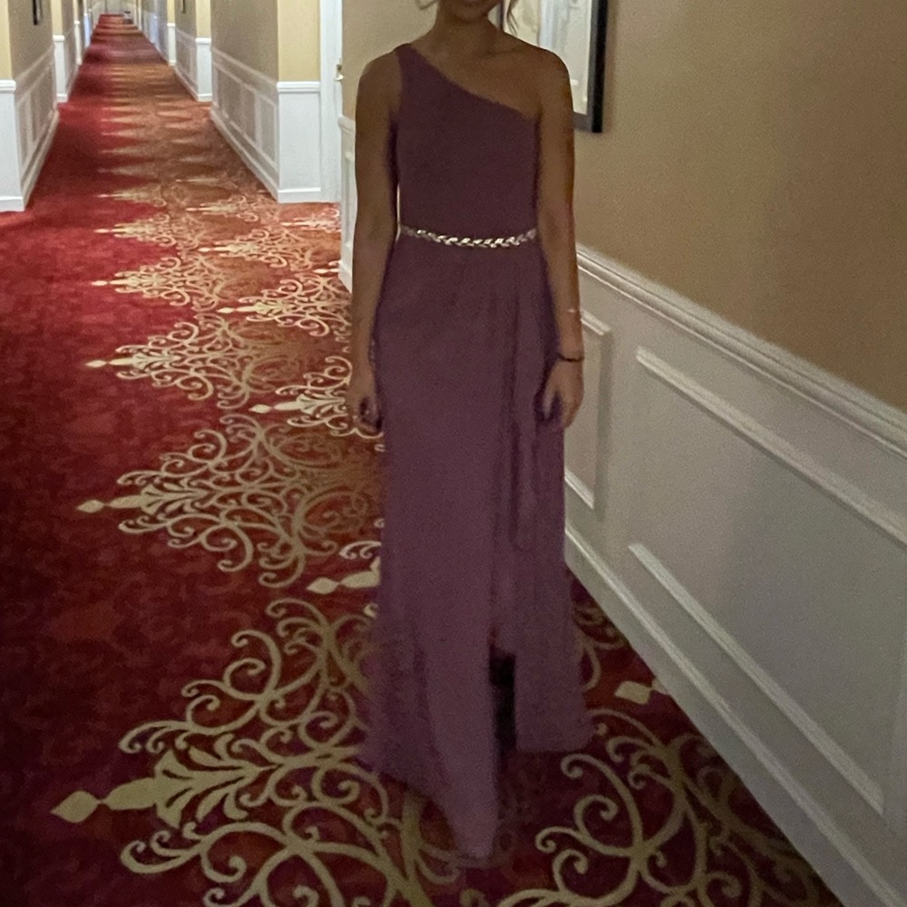 Mauve one shoulder maxi gown prom/ bridesmaid dress